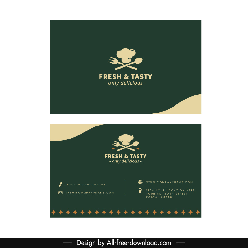 restaurant busines card template flat cooking tools elements