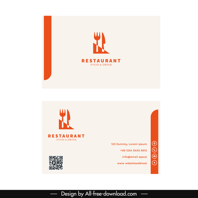 restaurant business card template flat cooking tools logo