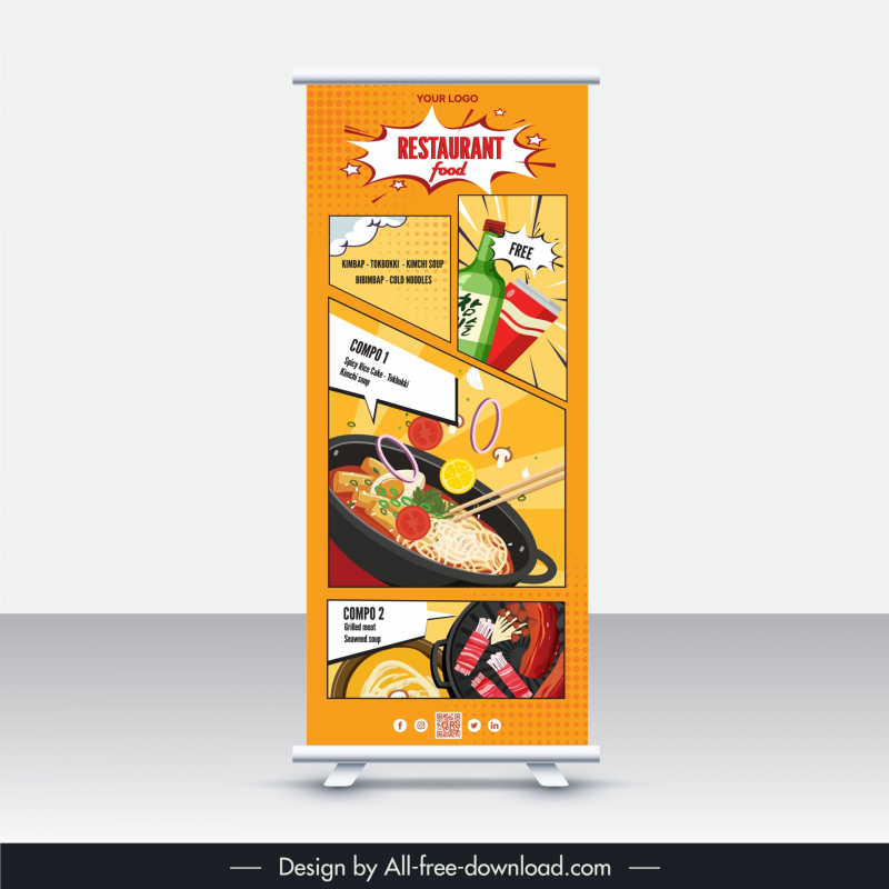 restaurant food poster template funny dynamic standee design 