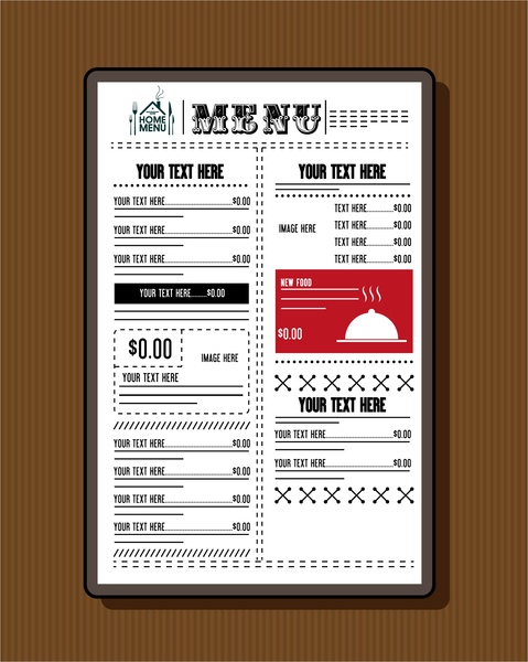 Restaurant menu template classical black white design Vectors graphic