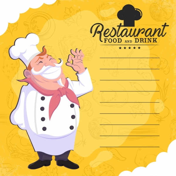 restaurant menu template cook food icons decor