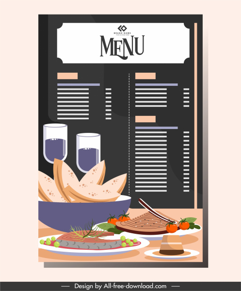 restaurant menu template elegant decor cuisine sketch