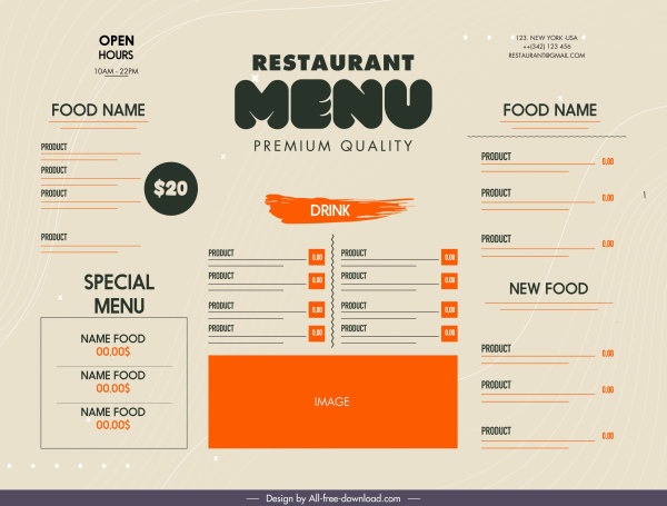 restaurant menu template elegant retro flat design