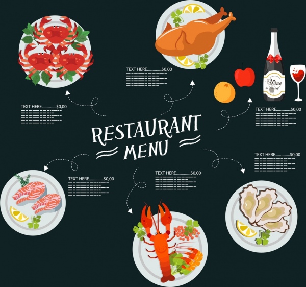 restaurant menu template food drink icons modern design