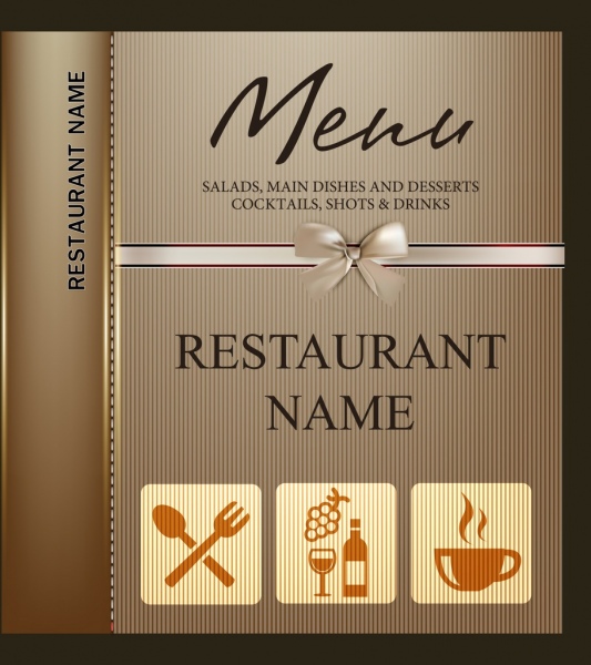 restaurant menu template knot icon brown stripes ornament 