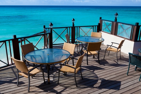 restaurant tables with sea view
