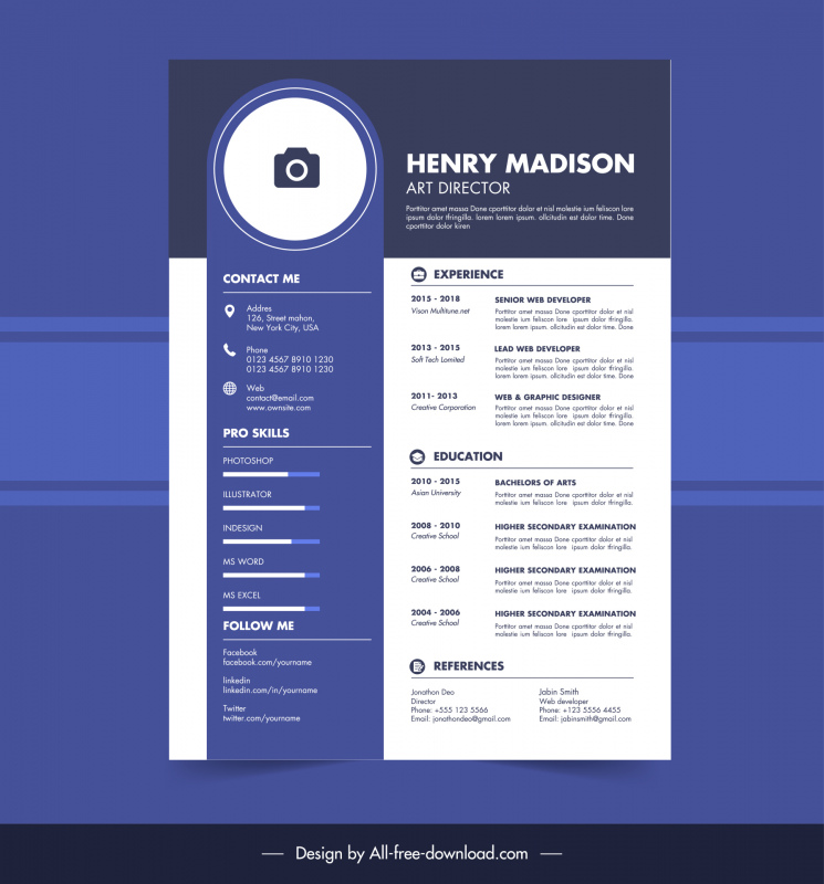 resume with photo template elegant creative modern layout 