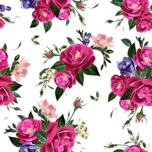 retro beautiful roses vector seamless pattern