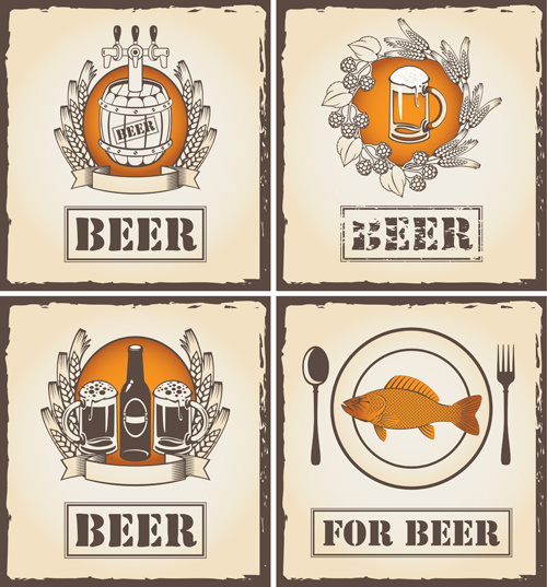 retro beer party mark design vector