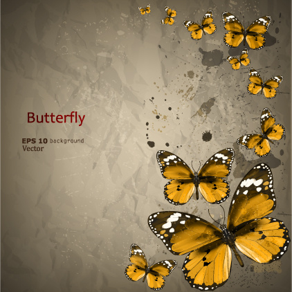 retro butterfly background vector
