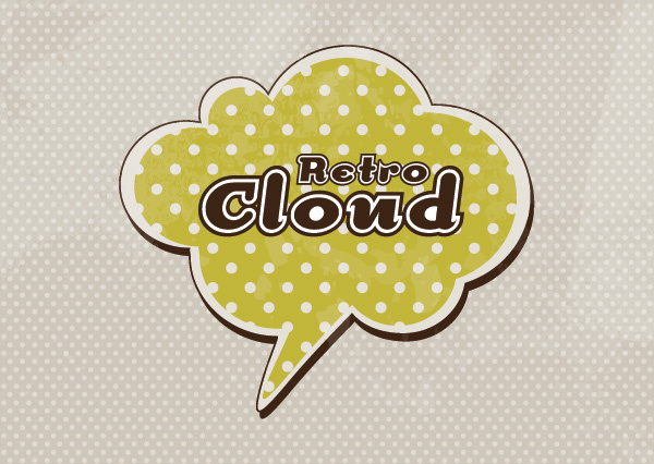retro cloud background vector graphic