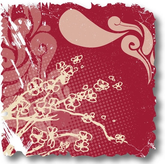 decorative floral background retro grungy handdrawn sketch