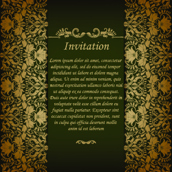 retro floral invitation vector 