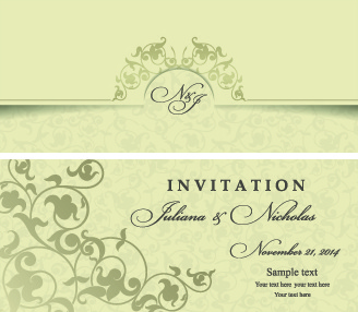 retro floral wedding invitation cards vector 