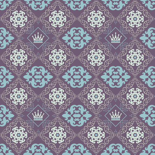 retro floral with crown vector seamless pattern 