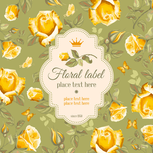 retro flower with vintage background vector 