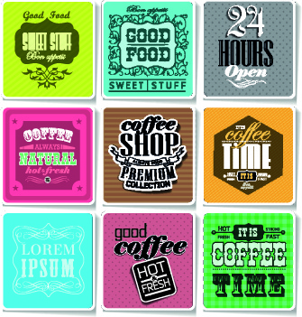 retro food labels illustration vector