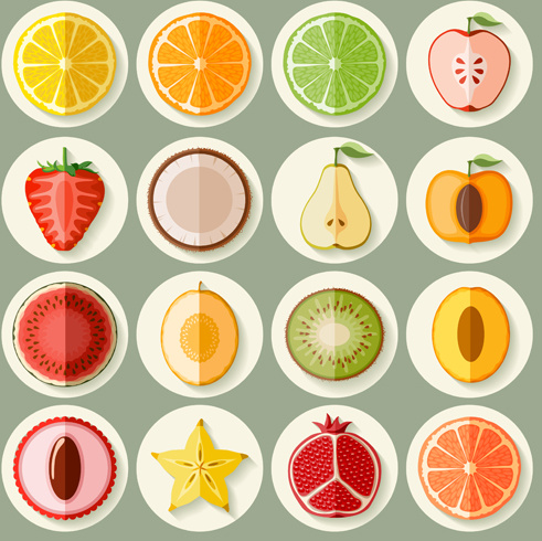 retro fruit icons design graphics vector
