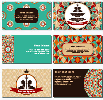 retro geometry business cards vector 