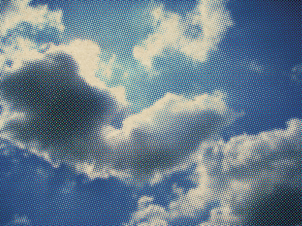 retro halftone clouds