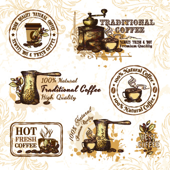 retro labels and stickers coffee vector