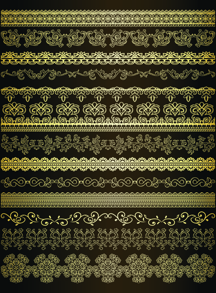 retro lace borders vector set