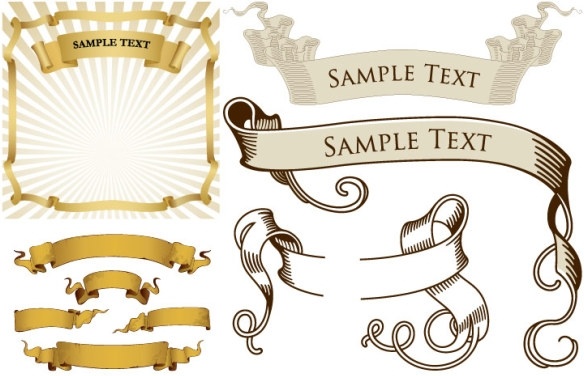 retro ribbon banner vector