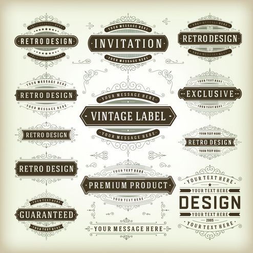 retro ribbon labels design graphics vector