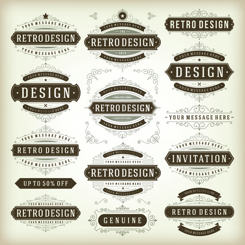 retro ribbon labels design graphics vector