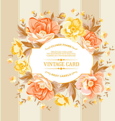 retro rose with vintage card vector