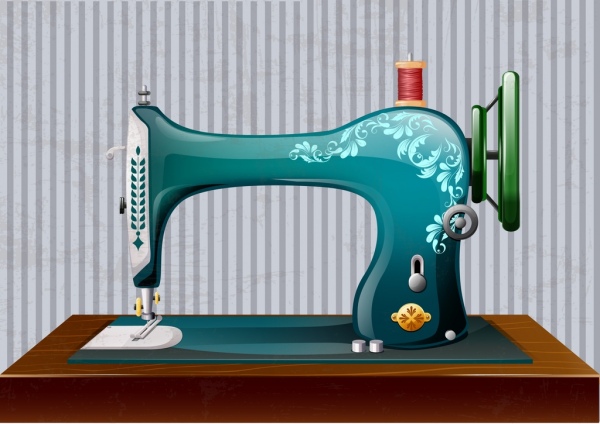 retro sewing machine shiny 3d multicolored design