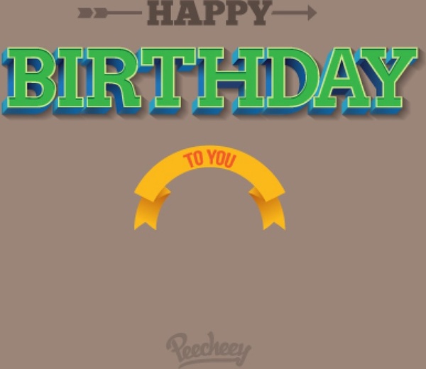 retro stylized happy birthday card
