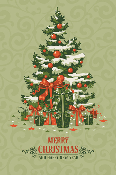 retro xmas greeting cards vectors 