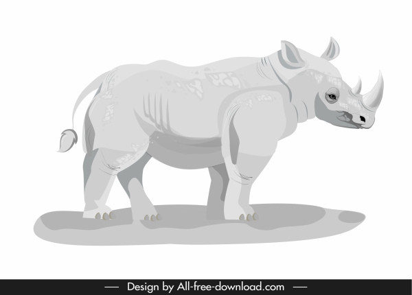 rhino icon modern bright grey sketch