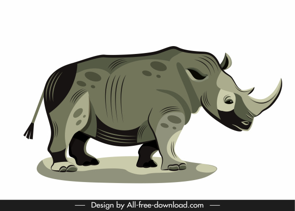 rhino painting dark colored handdrawn sketch