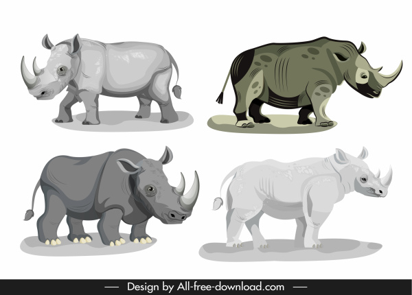 rhino species icons grey sketch