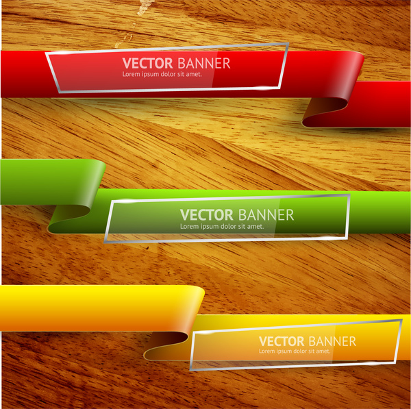 ribbon banner on wood background