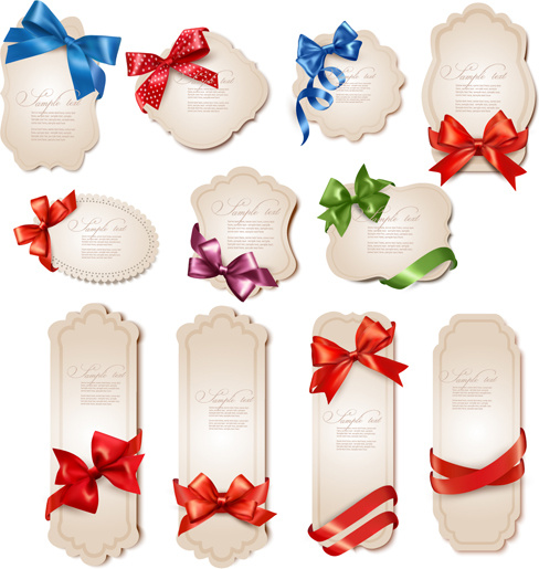 ribbon bow holiday labels design vector 