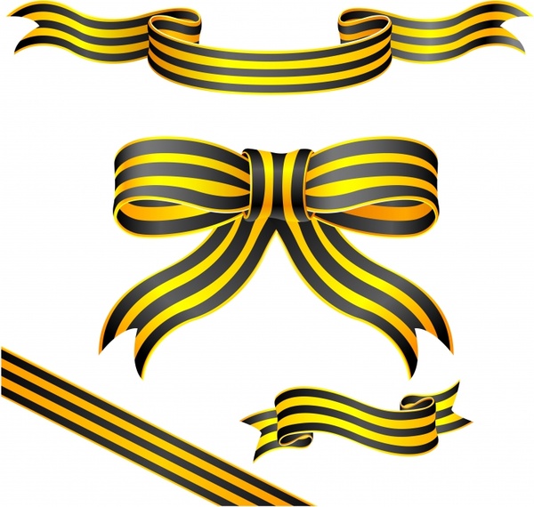 ribbon templates 3d black yellow design