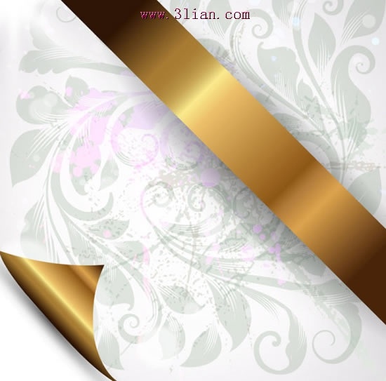 cover background template golden ribbon classic floral sketch