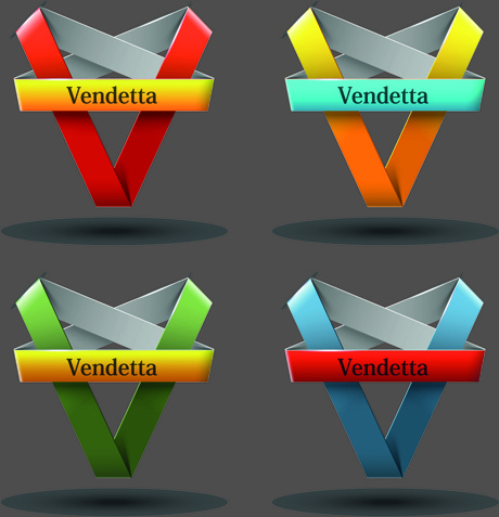 ribbon shape logos design elements vector