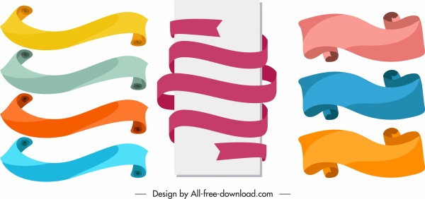 ribbon templates classic colorful curled shapes 