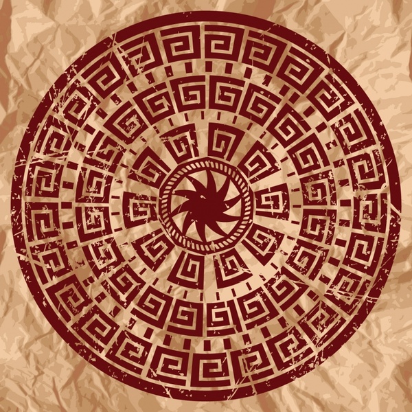traditional ring disc pattern retro wrinkle paper sketch