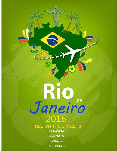 rio 2016 olympic banner design with map