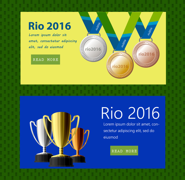rio 2016 olympic website design with trophies elements