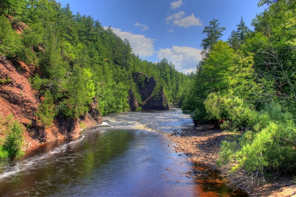 river banks at copper falls state park wisconsin