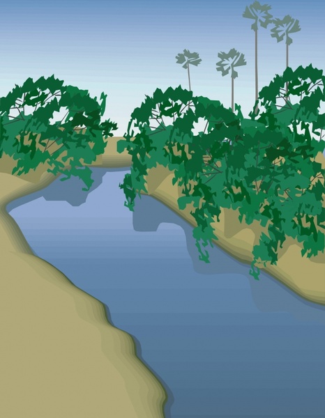 River landscape vector Free vector in Adobe Illustrator ai ( .ai