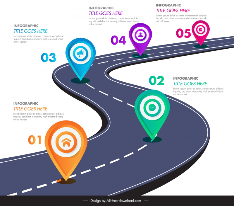 road infographic template elegant modern 3d