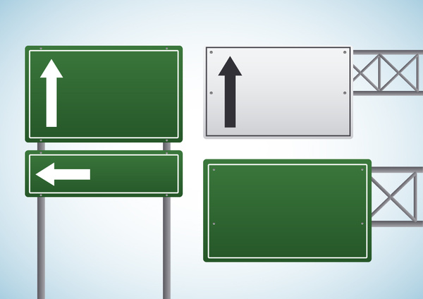 road traffic signboard sets vector illustration