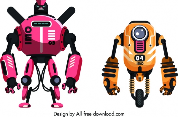 robot icons templates shiny contemporary design